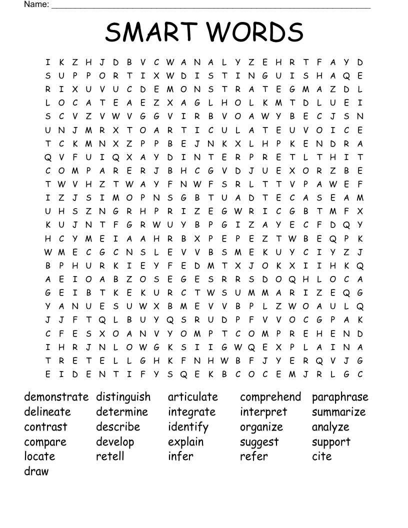 SMART WORDS Word Search