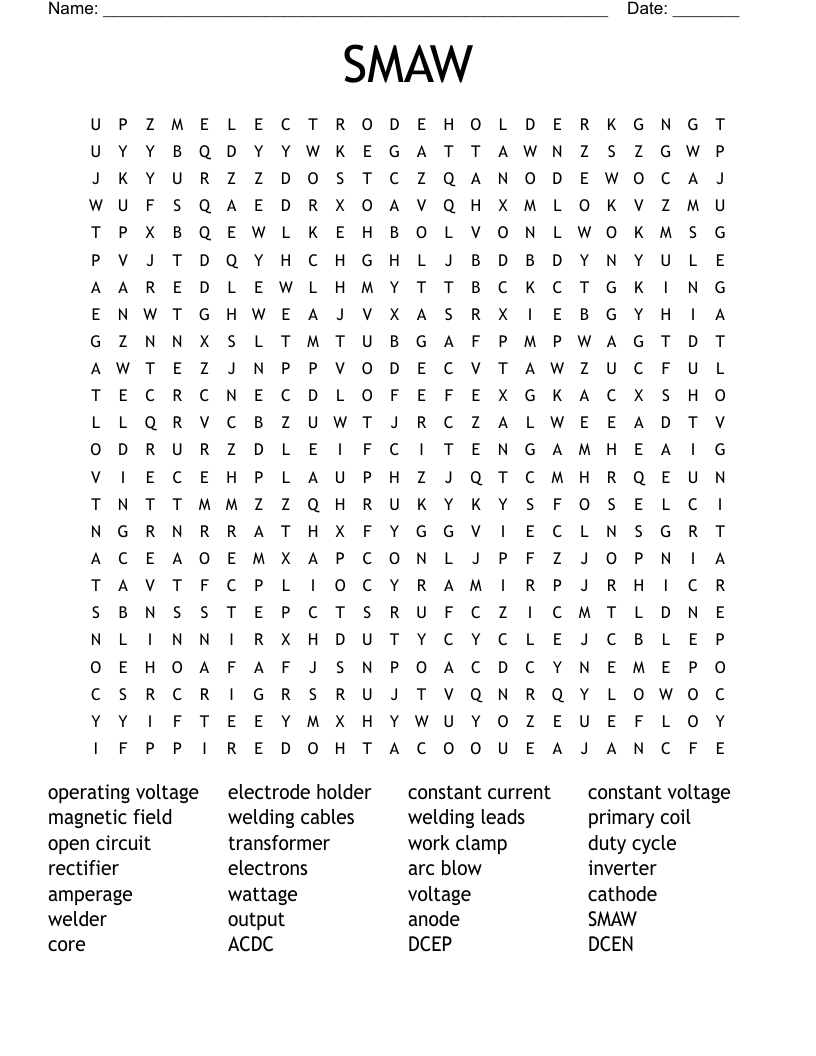 SMAW Word Search
