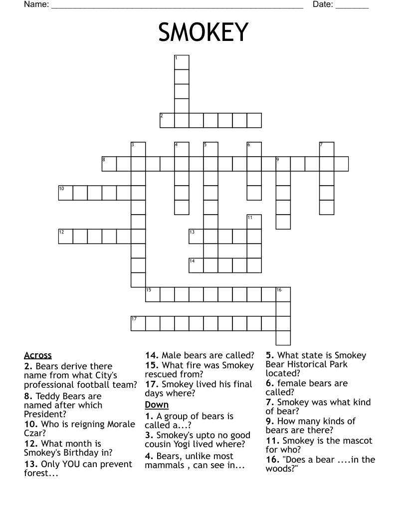 SMOKEY Crossword