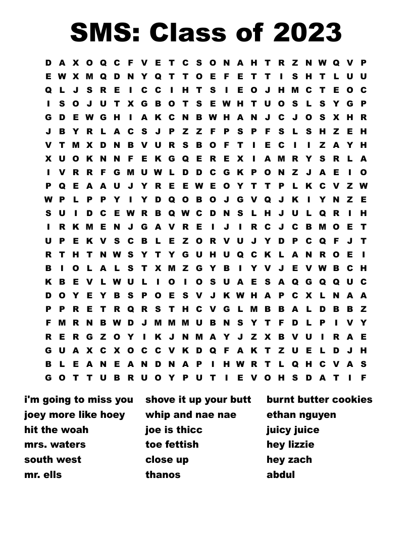 SMS: Class of 2023 Word Search