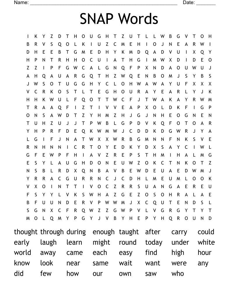 SNAP Words Word Search