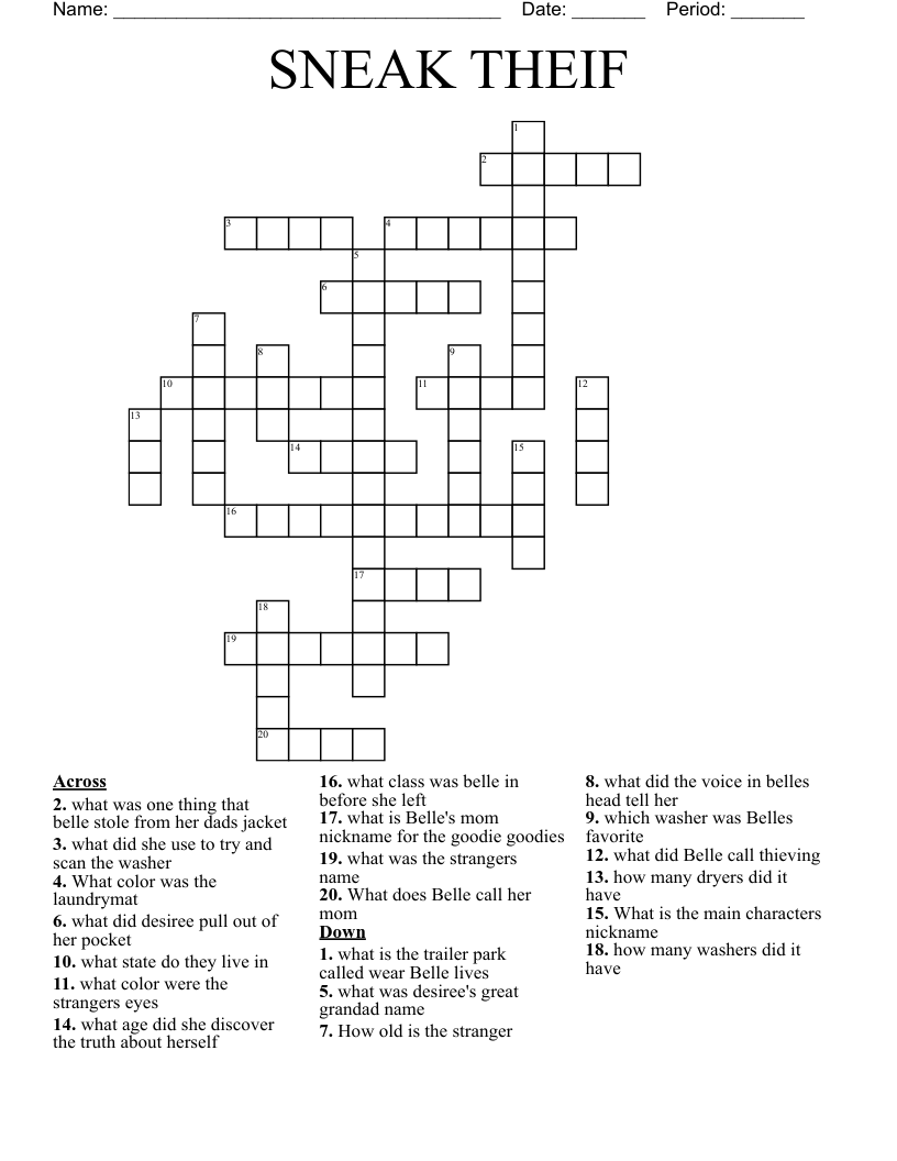 SNEAK THEIF Crossword