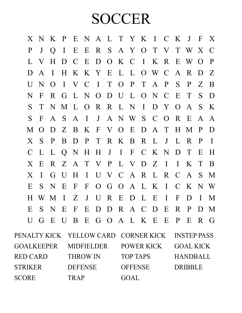 SOCCER Word Search