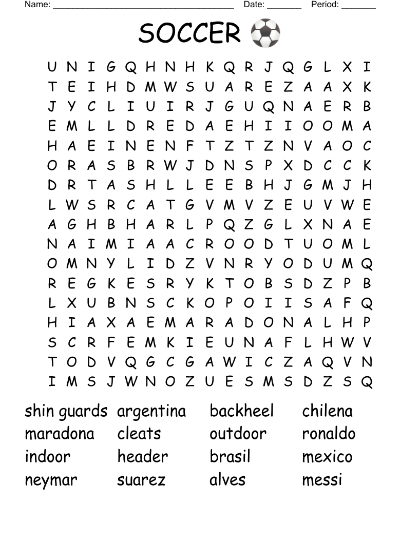 SOCCER ⚽  Word Search