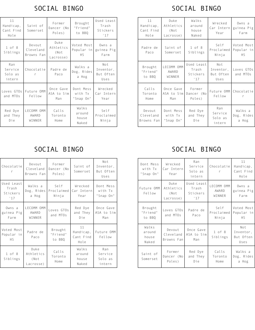 SOCIAL BINGO 