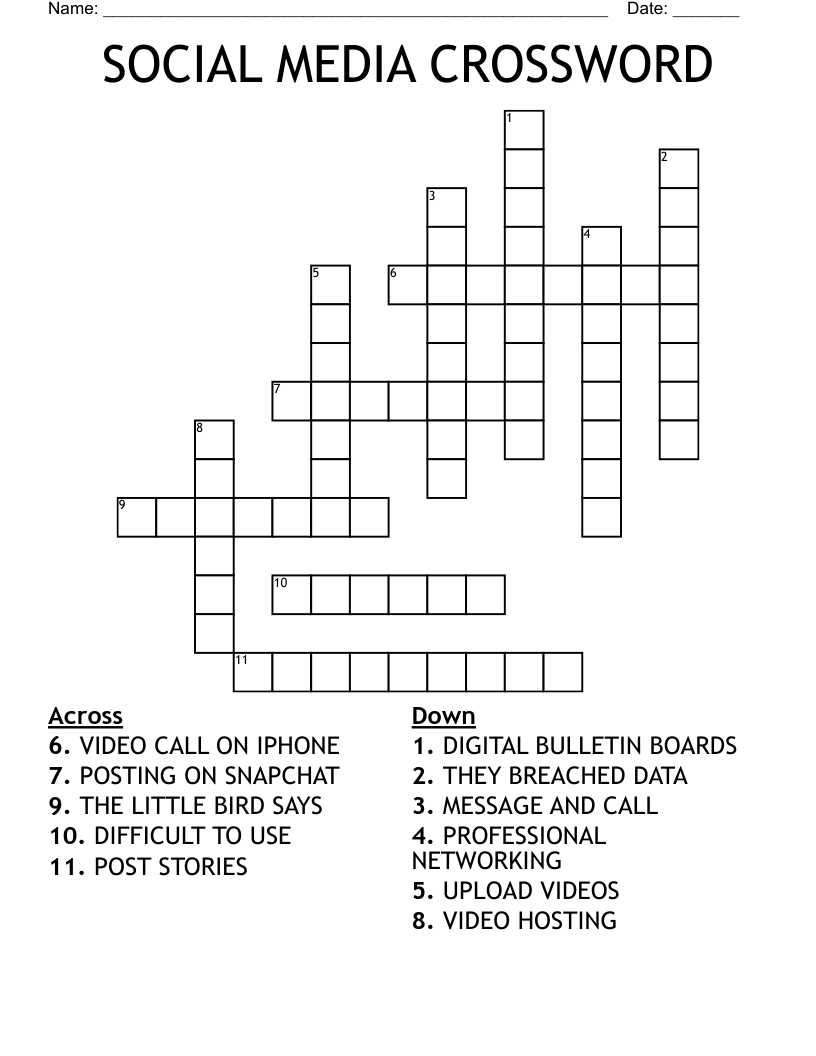 SOCIAL MEDIA CROSSWORD