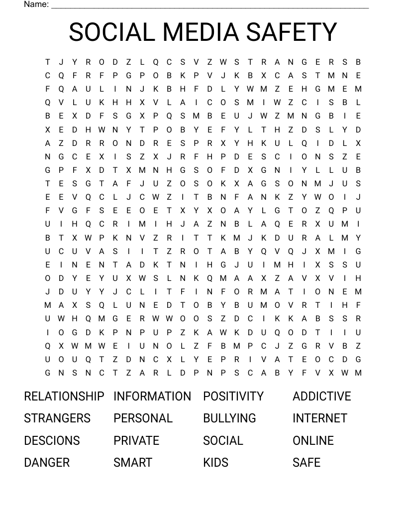SOCIAL MEDIA SAFETY Word Search