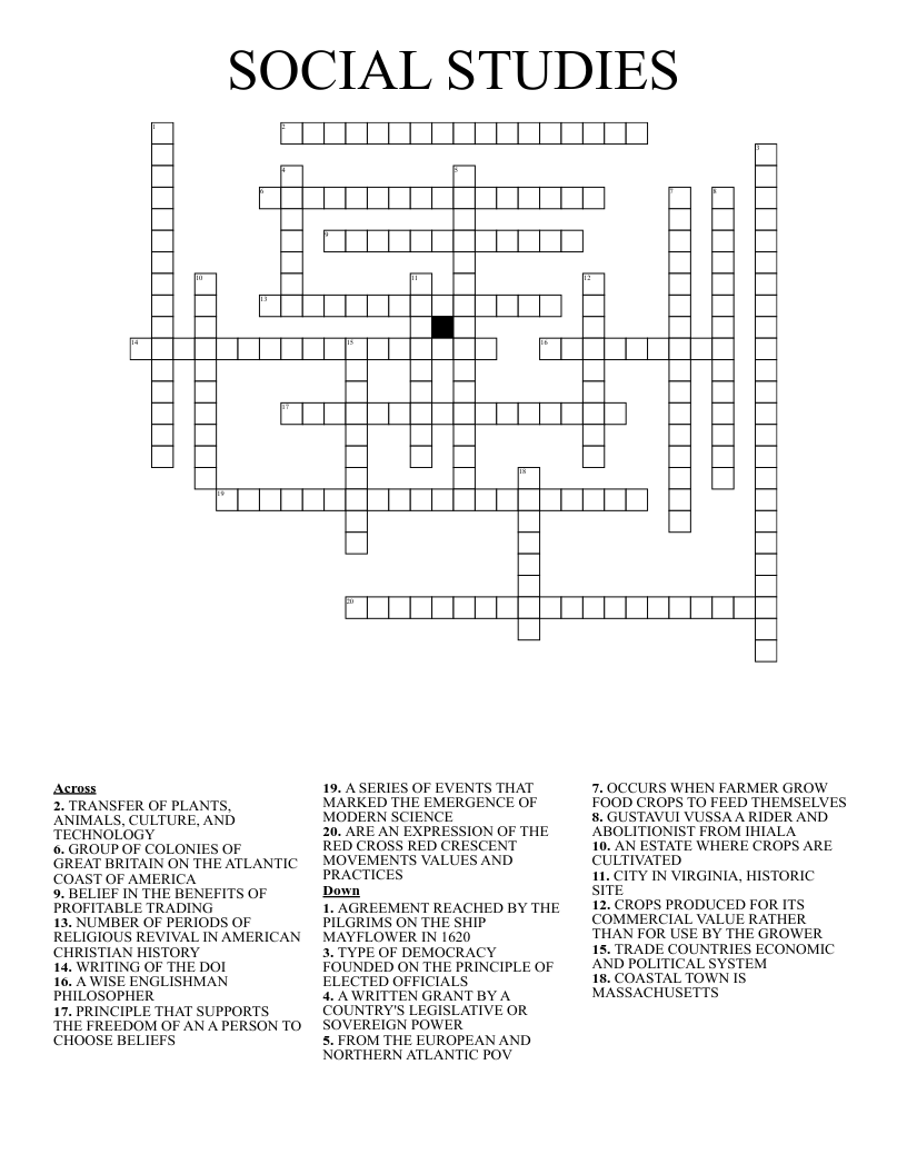 SOCIAL STUDIES Crossword