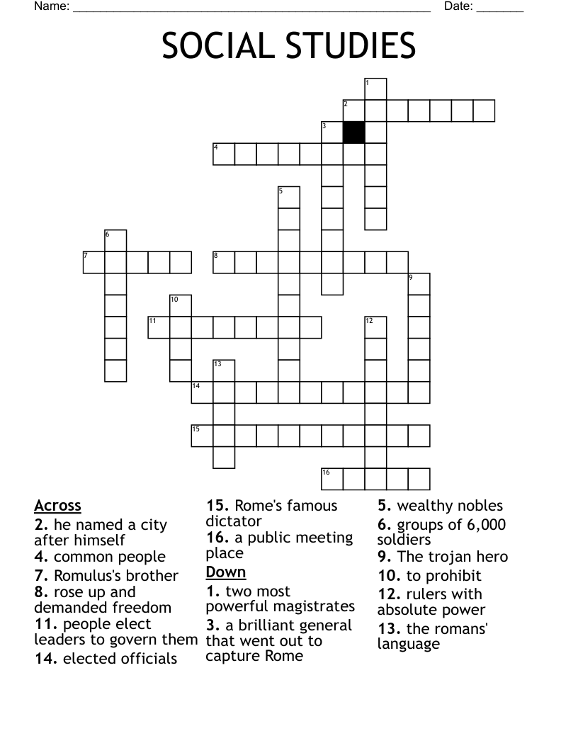 SOCIAL STUDIES Crossword