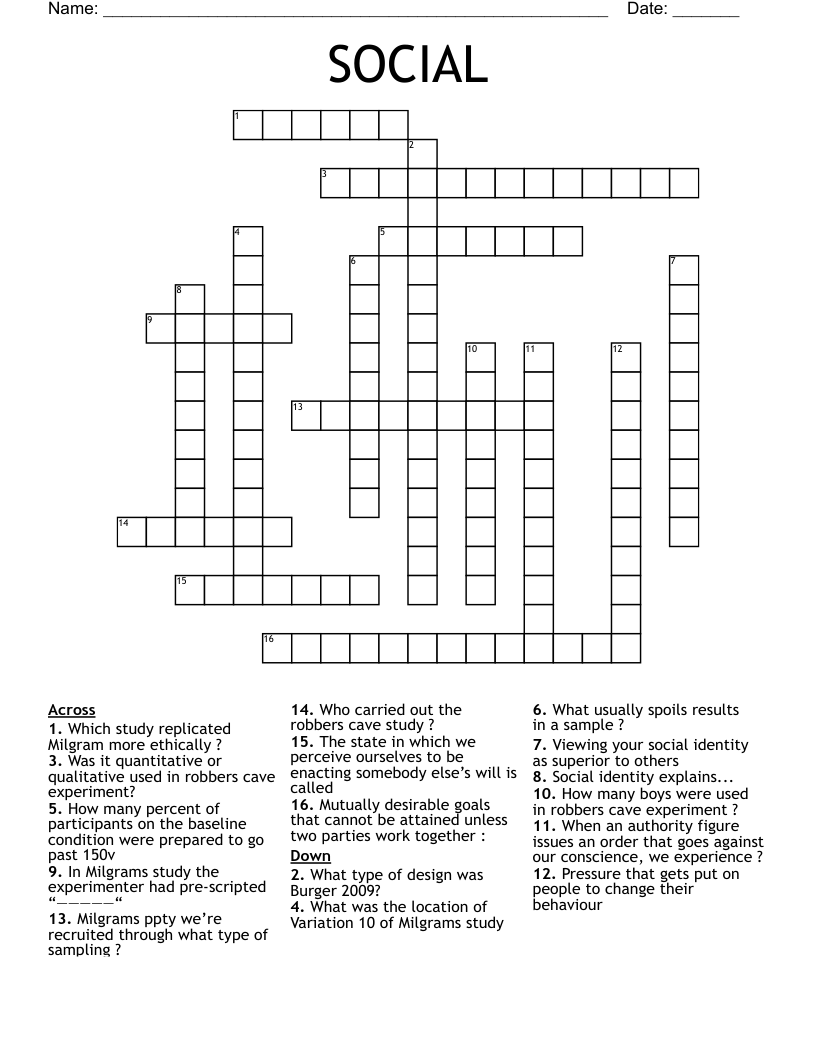 SOCIAL  Crossword