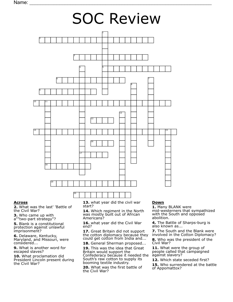 SOC Review Crossword