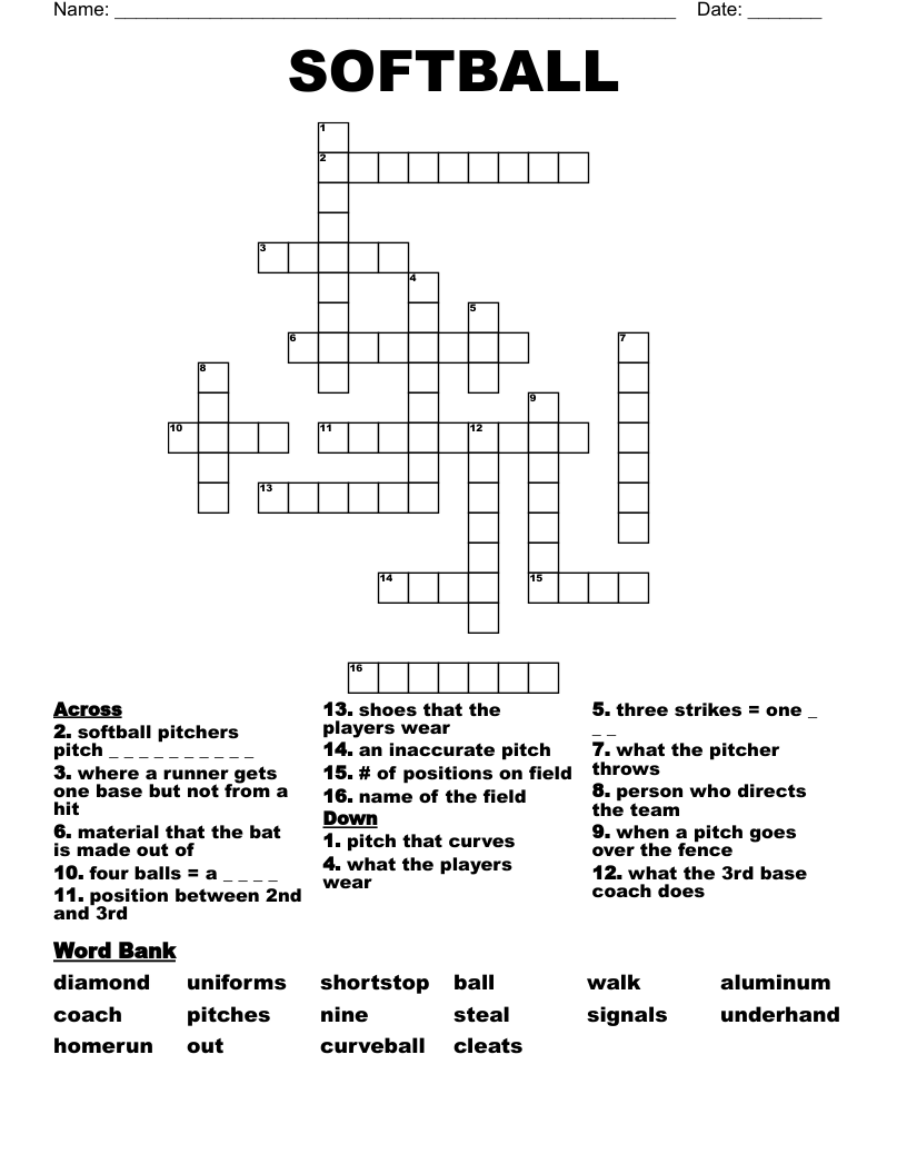 SOFTBALL Crossword