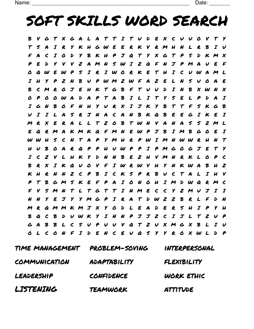 SOFT SKILLS WORD SEARCH
