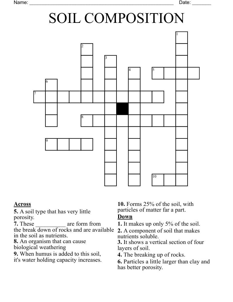 SOIL COMPOSITION Crossword