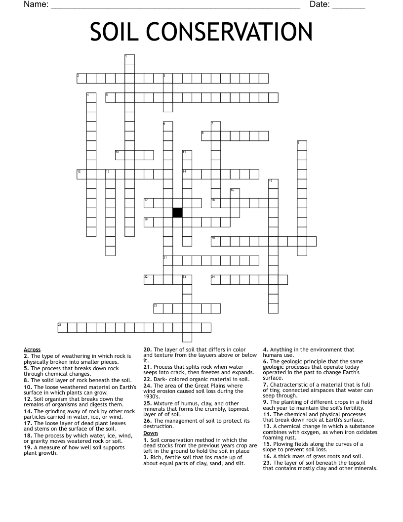SOIL CONSERVATION Crossword
