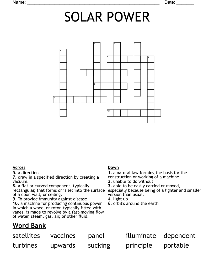SOLAR POWER Crossword