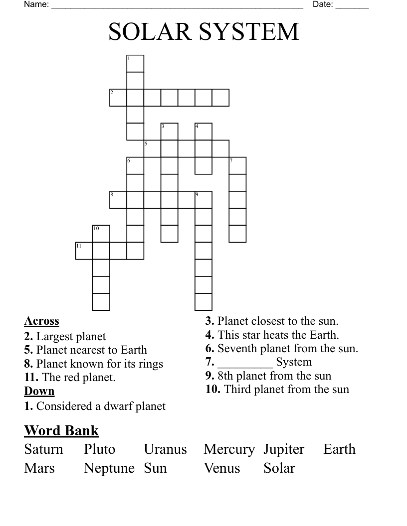 SOLAR SYSTEM Crossword