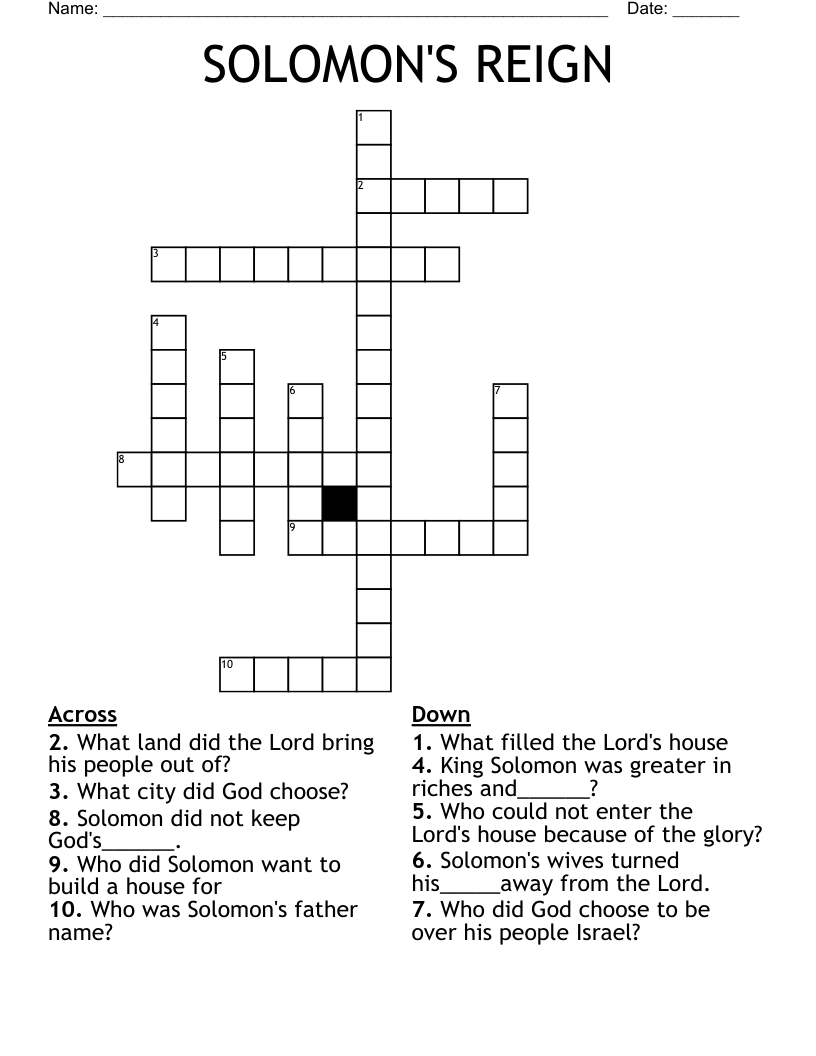 SOLOMON'S REIGN Crossword