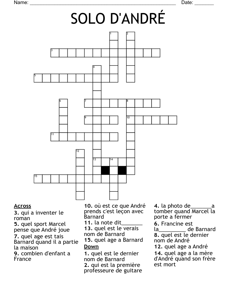 SOLO D'ANDRÉ Crossword