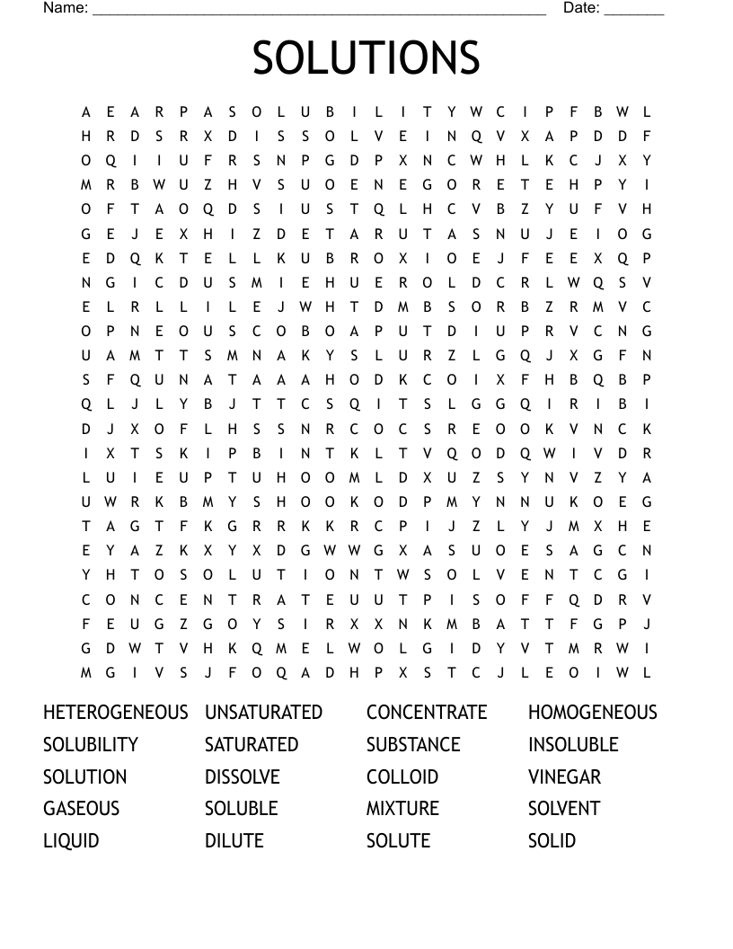 SOLUTIONS Word Search