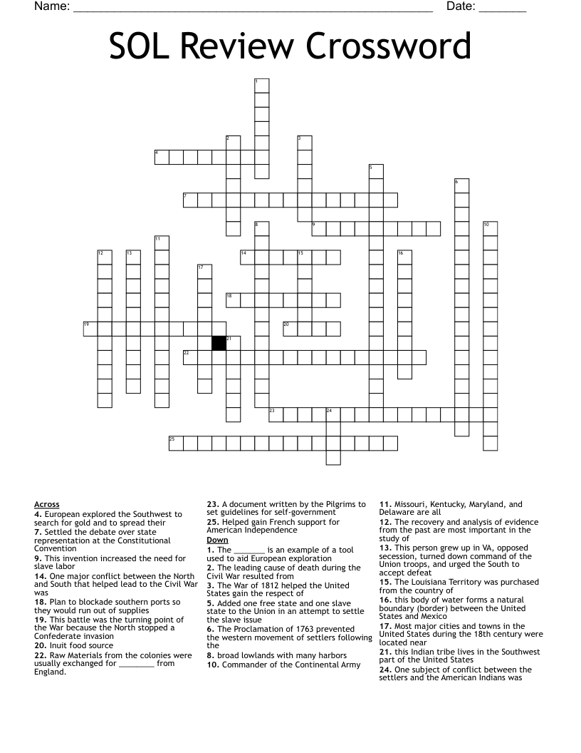 SOL Review Crossword