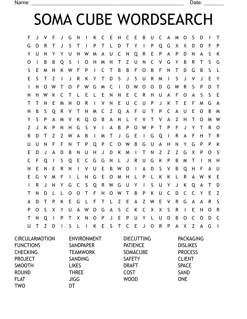 SOMA CUBE WORDSEARCH