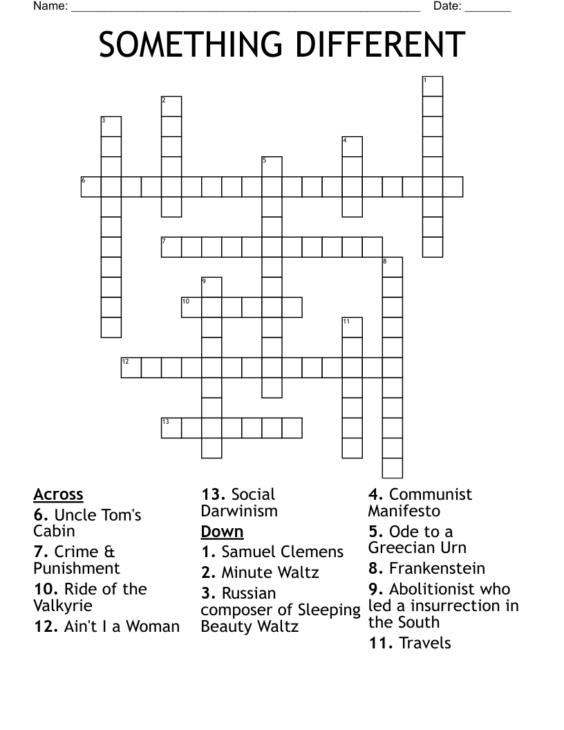 SOMETHING DIFFERENT Crossword