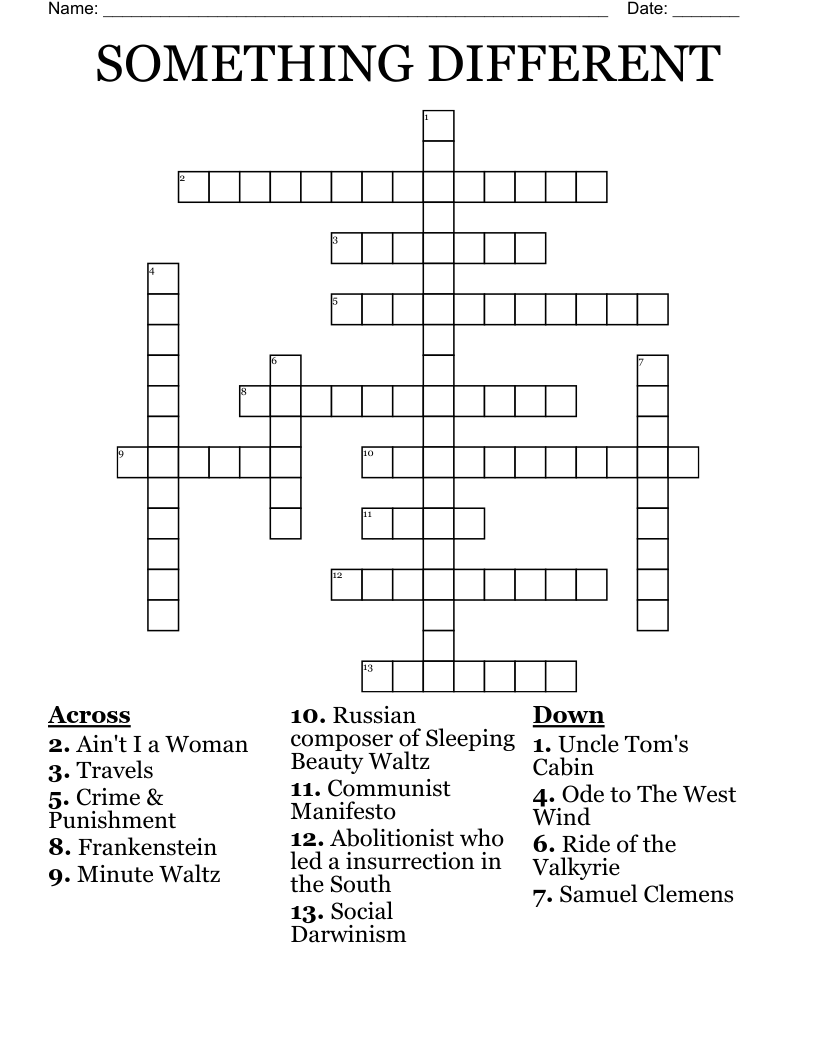 SOMETHING DIFFERENT Crossword