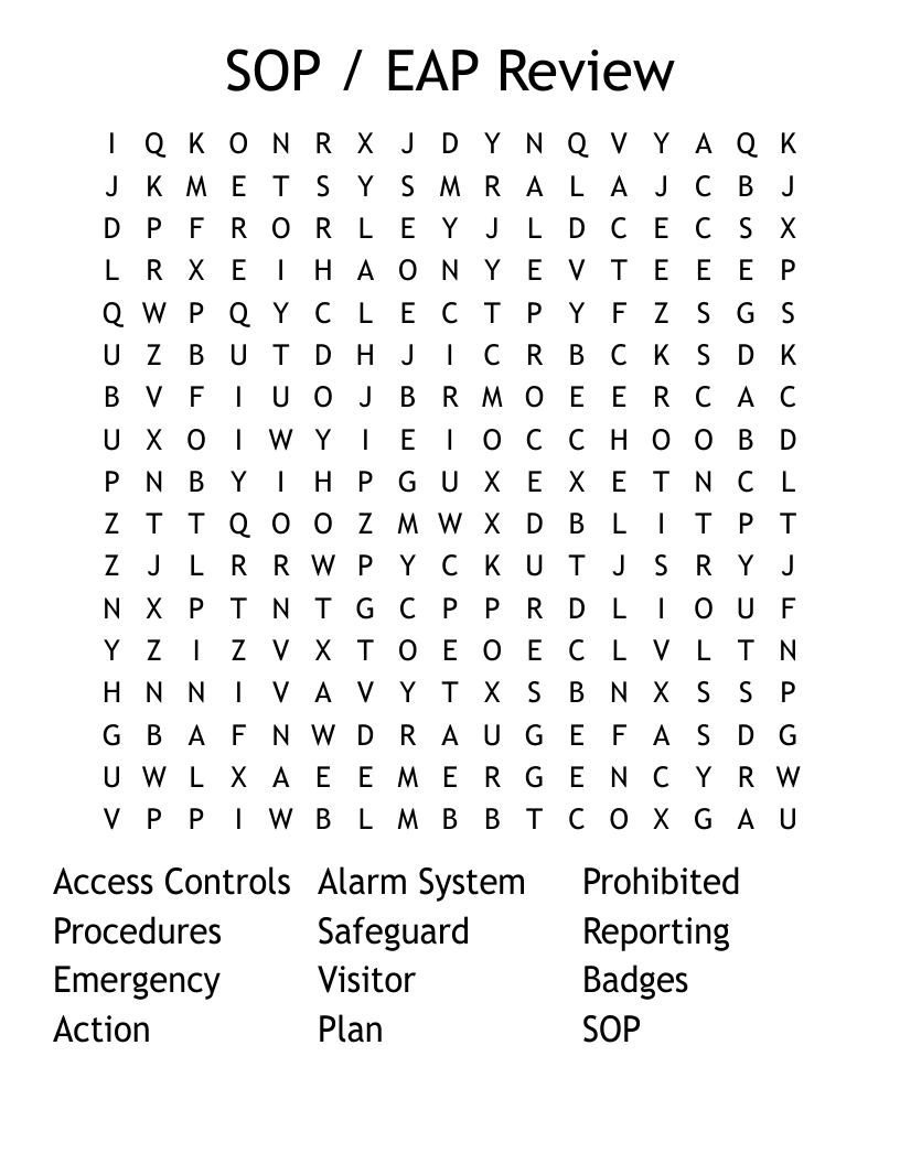 SOP / EAP Review Word Search