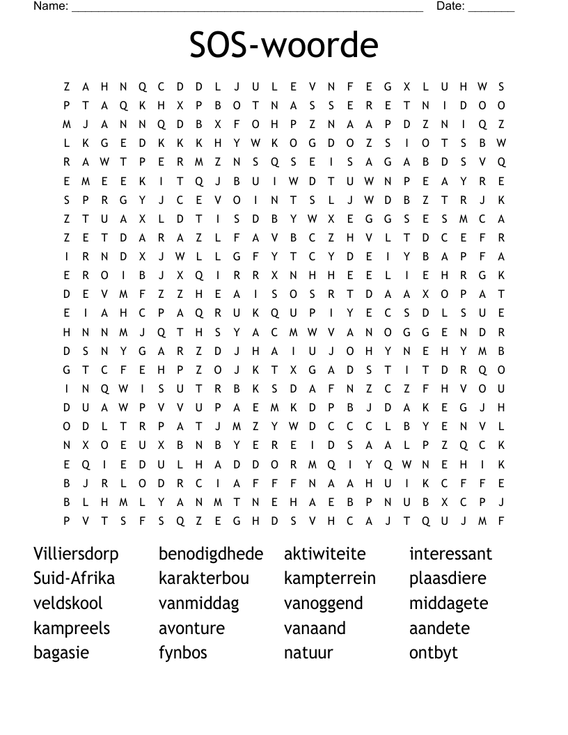 SOS-woorde Word Search