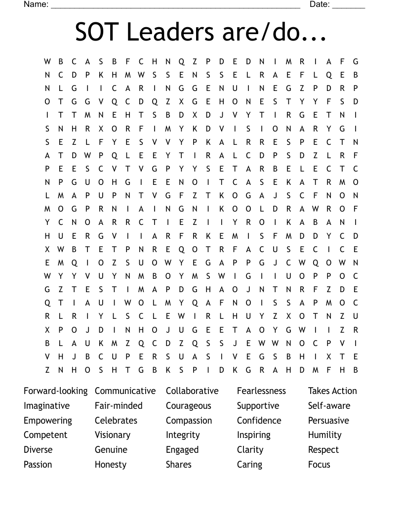 SOT Leaders are/do... Word Search