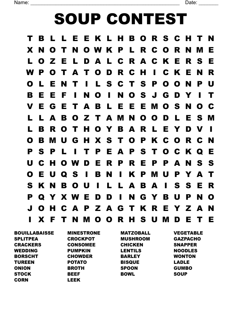 SOUP CONTEST Word Search