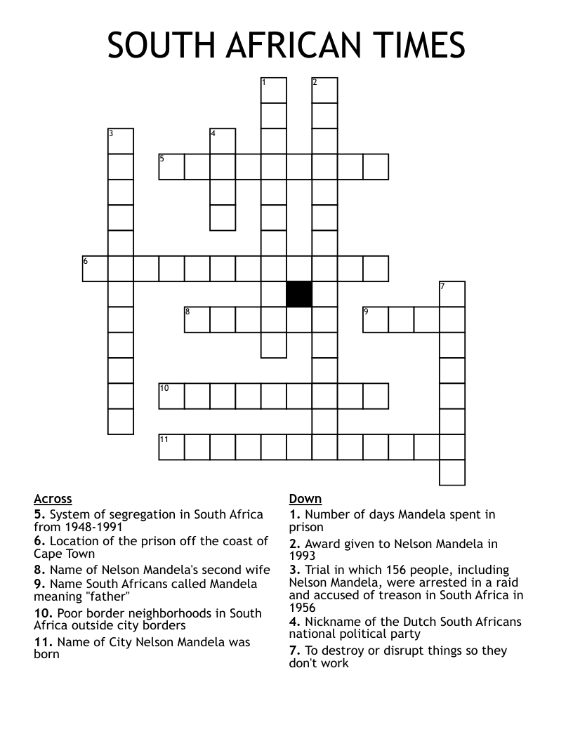 SOUTH AFRICAN TIMES Crossword