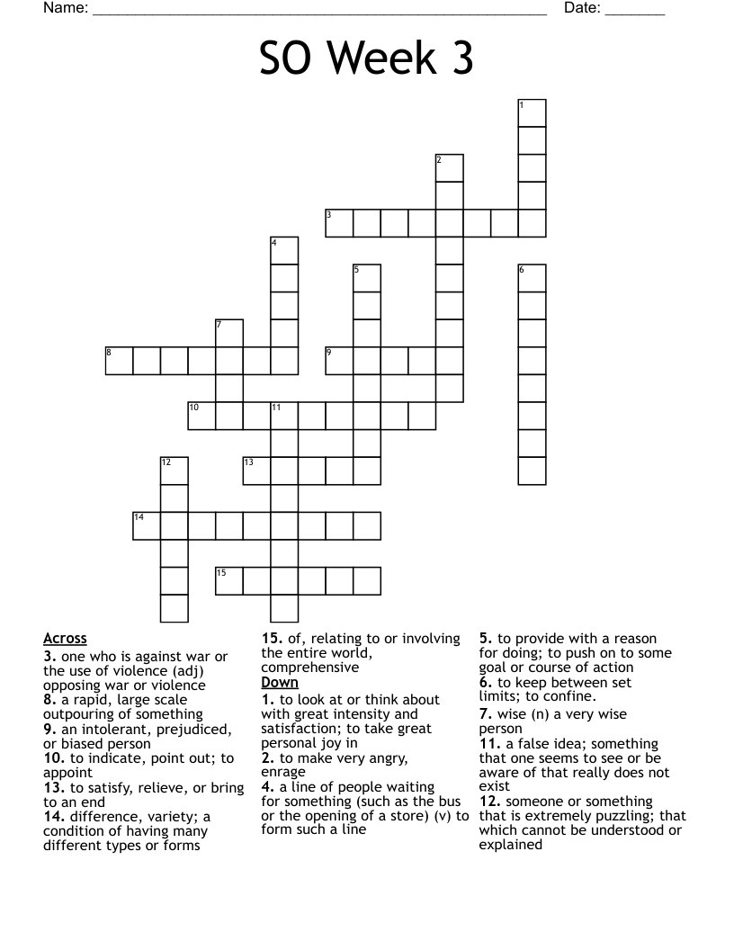 SO Week 3 Crossword