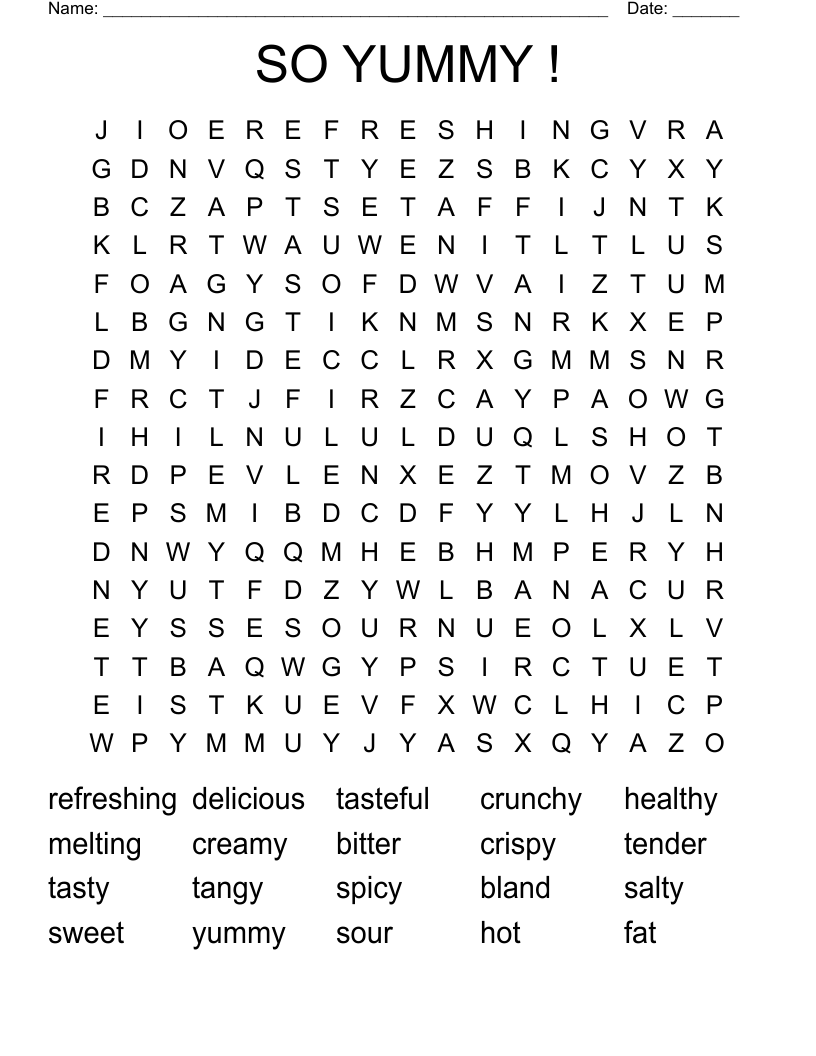 SO YUMMY ! Word Search