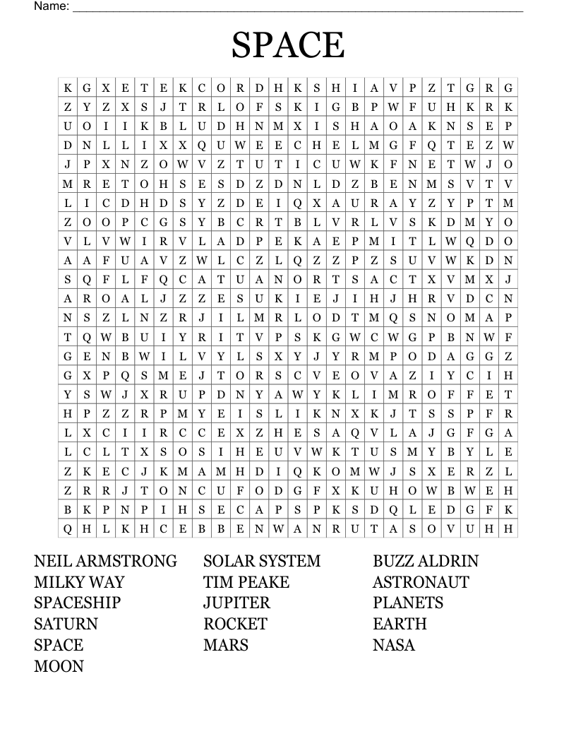 SPACE Word Search
