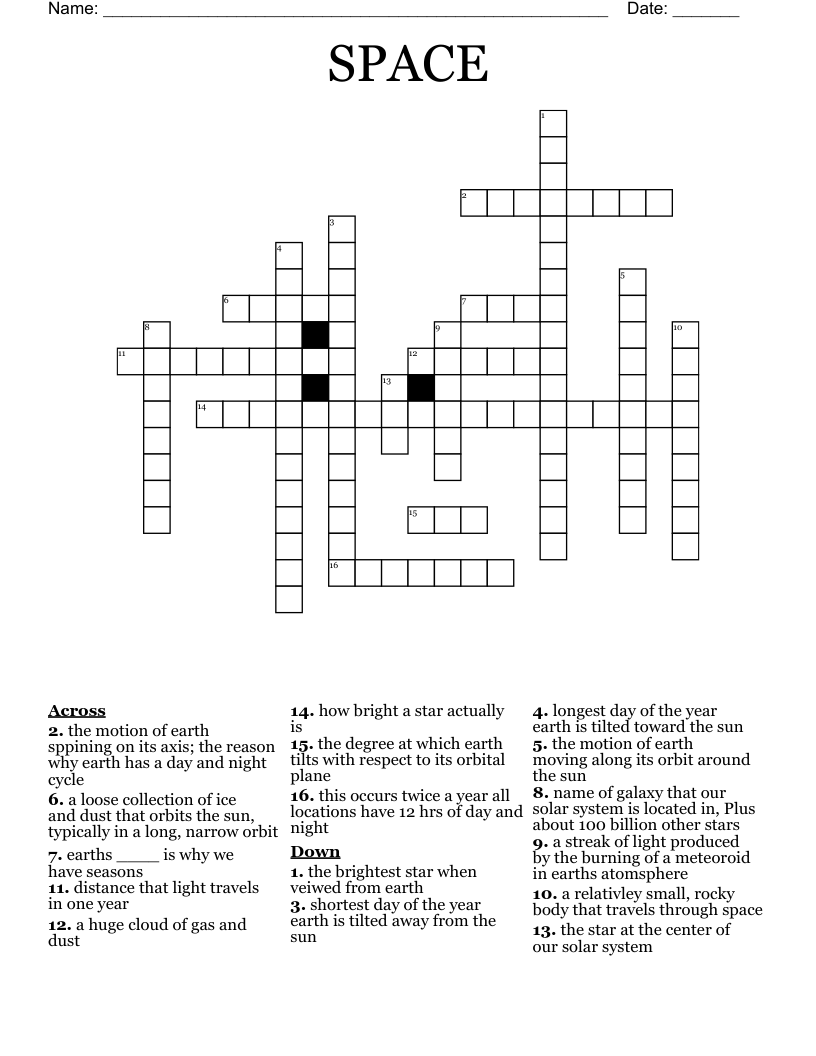 SPACE Crossword