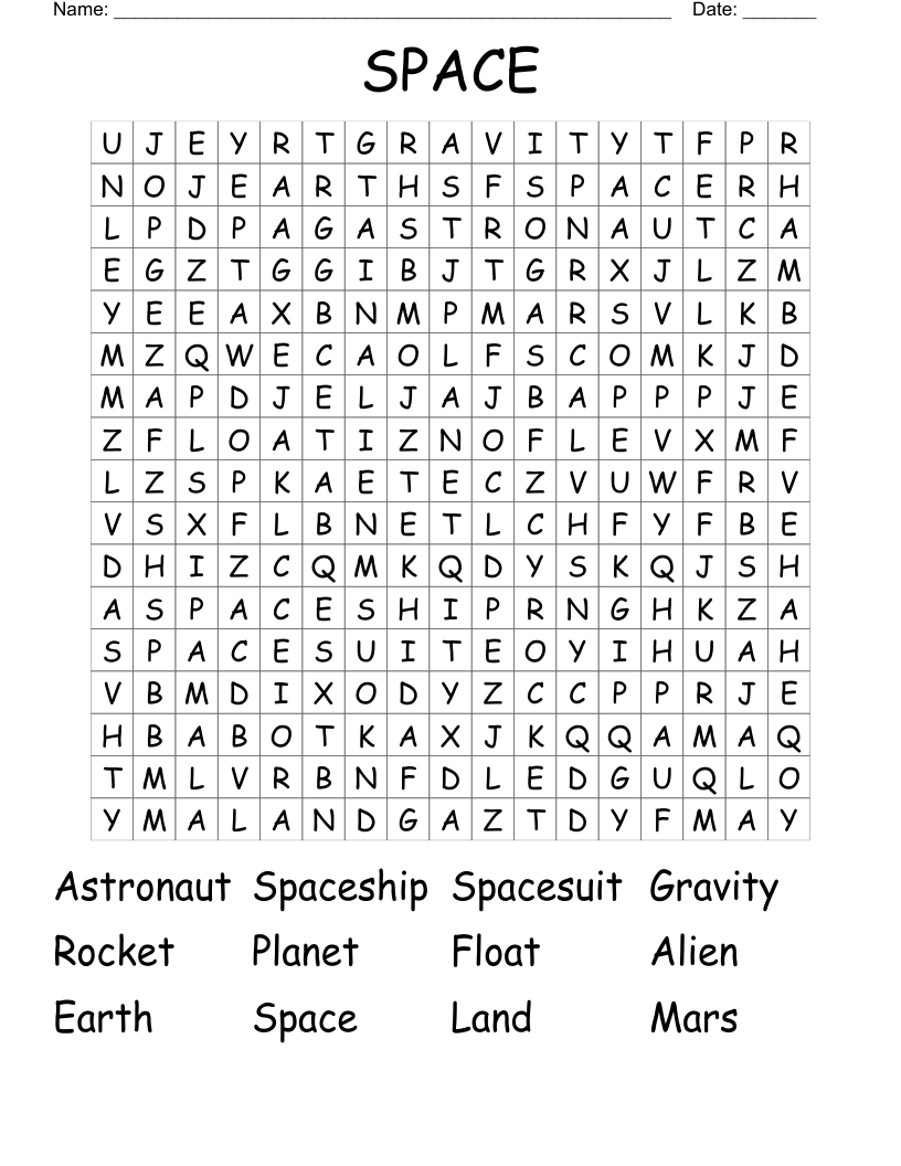SPACE Word Search