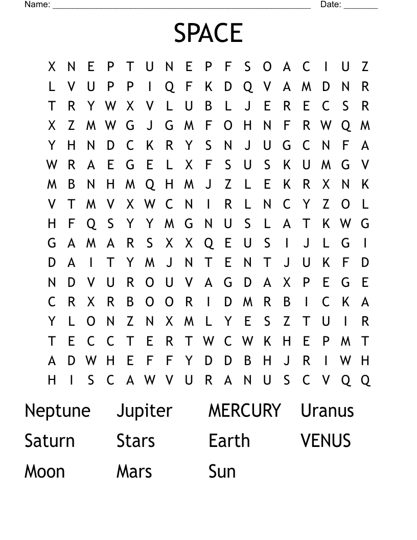 SPACE Word Search