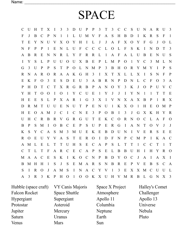 SPACE Word Search