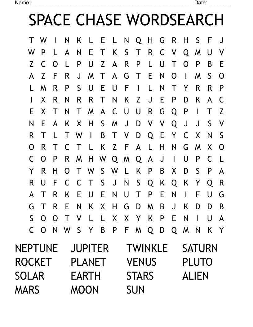 SPACE CHASE WORDSEARCH