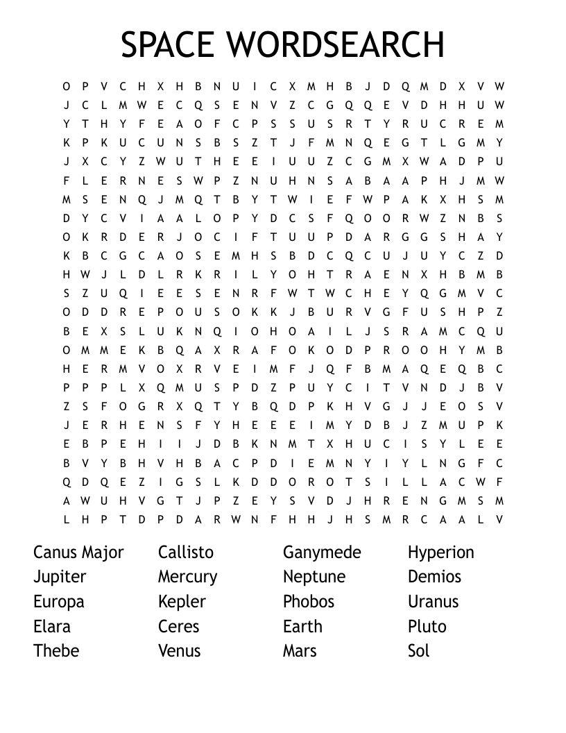 SPACE WORDSEARCH