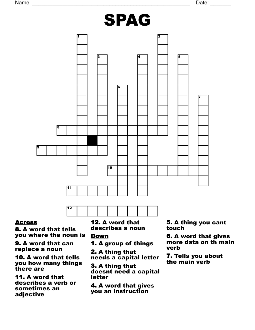 SPAG Crossword
