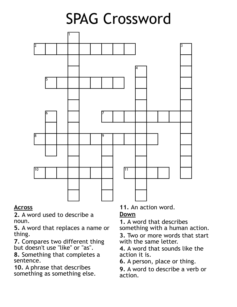SPAG Crossword