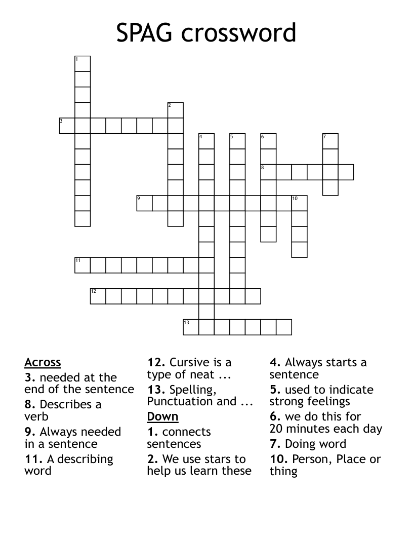 SPAG crossword 
