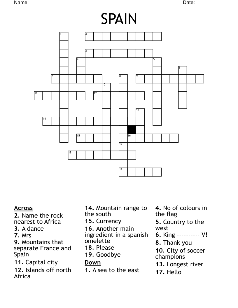 SPAIN Crossword