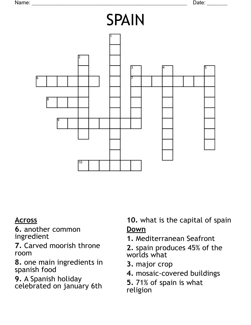 SPAIN Crossword