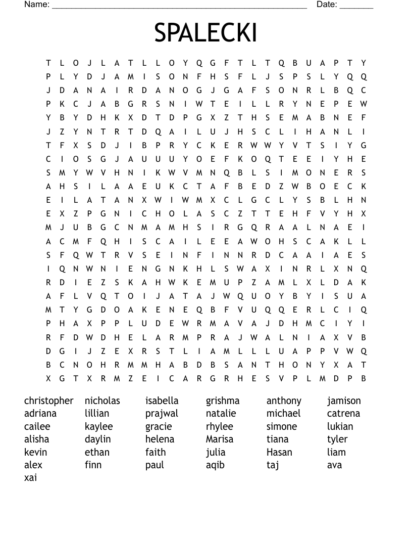 SPALECKI Word Search