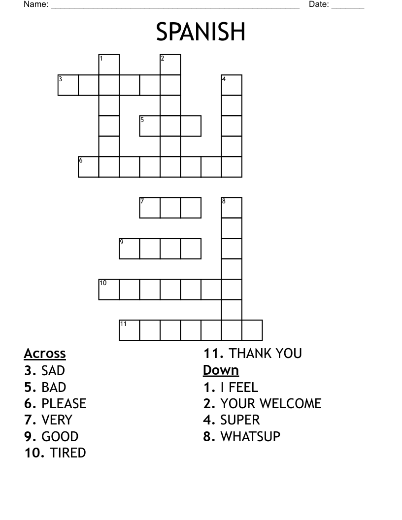 SPANISH Crossword