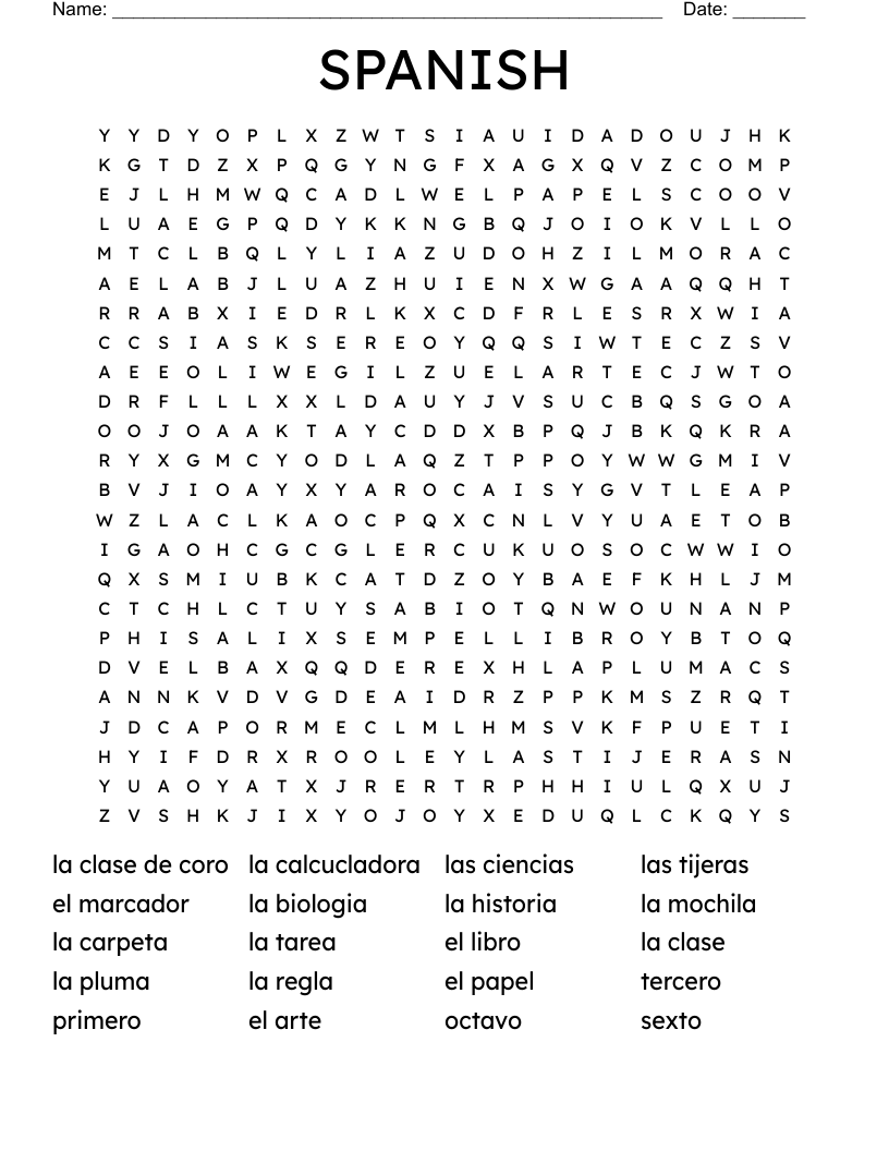 SPANISH Word Search
